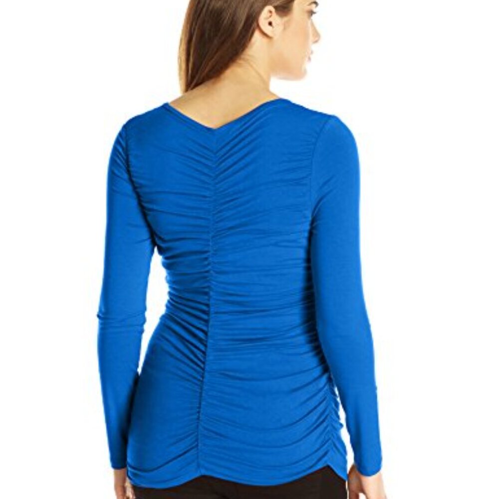Maternal America Maternity Wrap Ruched Back Cobalt Nursing Top NWT